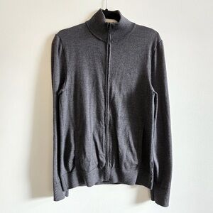 CALVIN KLEIN I M Extra Fine Merino Wool Zip Up Sweater I gray